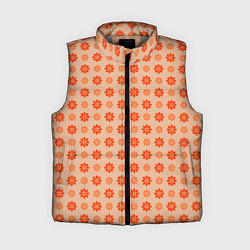 Женский жилет Оранжевые ромашки - цветочки паттерном, цвет: 3D-светло-серый