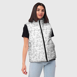 Женский жилет Белые цветы на светло сером, цвет: 3D-светло-серый — фото 2