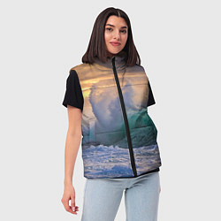 Женский жилет Штормовая волна, накатывающая на берег, цвет: 3D-красный — фото 2