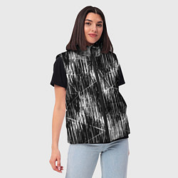 Женский жилет Черно-белые штрихи, зигзаг, цвет: 3D-черный — фото 2