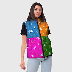 Женский жилет Яркий разноцветный модный звездный узор, цвет: 3D-красный — фото 2