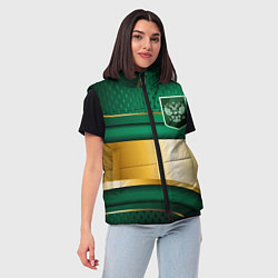 Женский жилет Герб России на зеленой абстракции, цвет: 3D-красный — фото 2