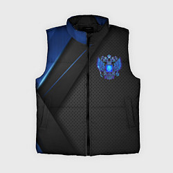 Женский жилет Черно-синий герб России, цвет: 3D-черный