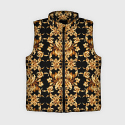 Женский жилет Золотая гжель полосы, цвет: 3D-черный