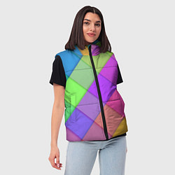 Женский жилет Геометрический узор из квадратов, цвет: 3D-красный — фото 2