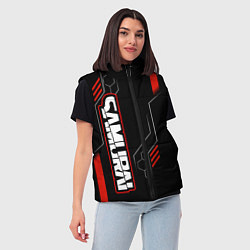 Женский жилет Samurai - Красный техно - Киберпанк, цвет: 3D-черный — фото 2