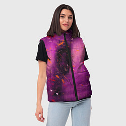 Женский жилет Розово-фиолетовый абстрактный фон и краски, цвет: 3D-светло-серый — фото 2
