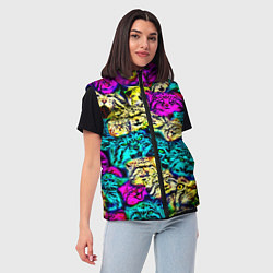Женский жилет Психоделические манулы, цвет: 3D-черный — фото 2