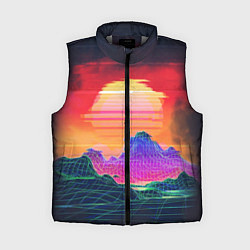 Женский жилет Синтвейв неоновые горы на закате, цвет: 3D-светло-серый