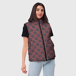 Женский жилет Абстракция коричнево-синие квадраты, цвет: 3D-черный — фото 2