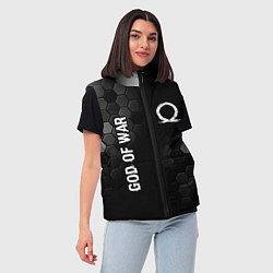 Женский жилет God of War glitch на темном фоне: надпись, символ, цвет: 3D-черный — фото 2