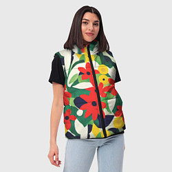 Женский жилет Цветочный яркий паттерн, цвет: 3D-красный — фото 2