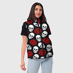 Женский жилет Весёлые черепки и розы, цвет: 3D-светло-серый — фото 2