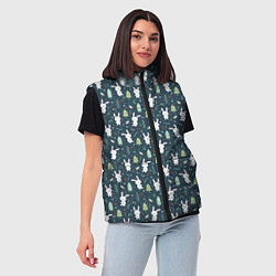 Женский жилет Новогодний паттерн, год кролика, цвет: 3D-черный — фото 2