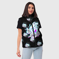 Женский жилет Cyberpunk 2077 neon samurai glitch art colors, цвет: 3D-светло-серый — фото 2