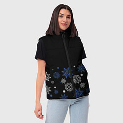 Женский жилет Снежинки - Новогодние, цвет: 3D-светло-серый — фото 2