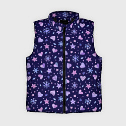 Женский жилет Новогодние сердечки, цвет: 3D-черный