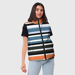 Женский жилет Полосатый модный узор в голубых и желтых тонах, цвет: 3D-светло-серый — фото 2