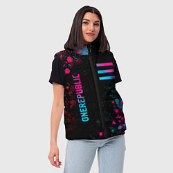 Женский жилет OneRepublic - neon gradient: надпись, символ, цвет: 3D-черный — фото 2