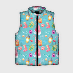 Женский жилет Новогодний коллаж, цвет: 3D-светло-серый