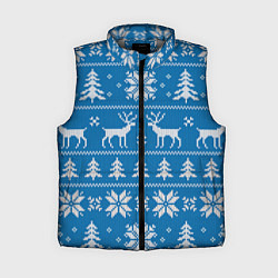 Женский жилет Рождественский синий свитер с оленями, цвет: 3D-светло-серый