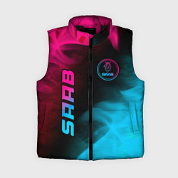 Женский жилет Saab - neon gradient: надпись, символ, цвет: 3D-черный