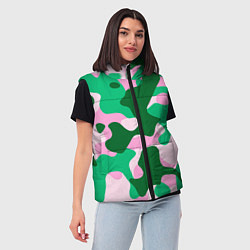 Женский жилет Абстрактные зелёно-розовые пятна, цвет: 3D-красный — фото 2