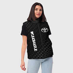 Женский жилет Toyota карбоновый фон, цвет: 3D-черный — фото 2