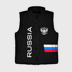 Женский жилет Россия и три линии на черном фоне, цвет: 3D-черный