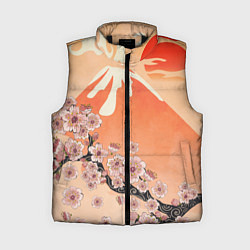 Женский жилет Ветка цветущей сакуры и вулкан
