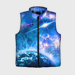 Женский жилет Космос - планета и яркая звезда, цвет: 3D-черный