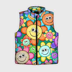 Женский жилет Ромашки - смайлы, цвет: 3D-черный