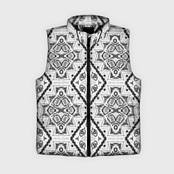 Женский жилет Бело-серый этнический орнамент, цвет: 3D-черный
