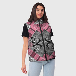 Женский жилет Геометрический розово-черный с белым узор, цвет: 3D-черный — фото 2