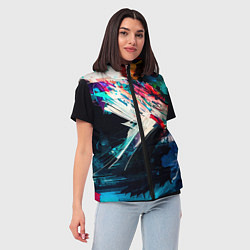 Женский жилет Разноцветные мазки краски, цвет: 3D-черный — фото 2
