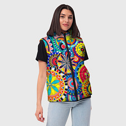 Женский жилет Психоделика калейдоскоп, цвет: 3D-черный — фото 2