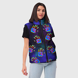 Женский жилет Тепловизор: ладони - неоновый фон - паттерн, цвет: 3D-черный — фото 2