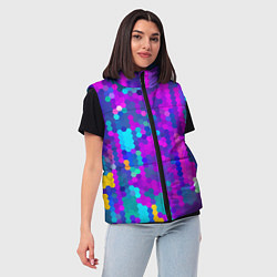 Женский жилет Шестиугольники неонового цвета, цвет: 3D-черный — фото 2