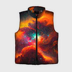 Женский жилет Небула в космосе в оранжевых тонах - нейронная сет