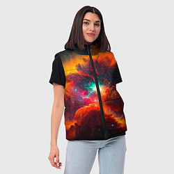 Женский жилет Небула в космосе в оранжевых тонах - нейронная сет, цвет: 3D-черный — фото 2