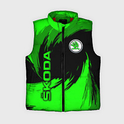 Женский жилет Шкода - зеленые штрихи, цвет: 3D-красный