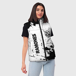 Женский жилет Ramones и рок символ на светлом фоне, цвет: 3D-черный — фото 2