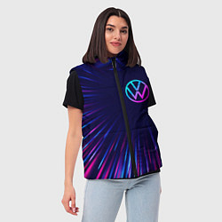 Женский жилет Volkswagen neon speed lines, цвет: 3D-черный — фото 2