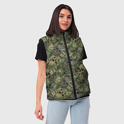 Женский жилет Камуфляж с черепами и долларами, цвет: 3D-черный — фото 2