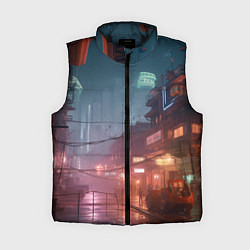 Женский жилет Киберпанк город будущего, цвет: 3D-черный