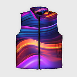 Женский жилет Волнистые неоновые линии, цвет: 3D-черный