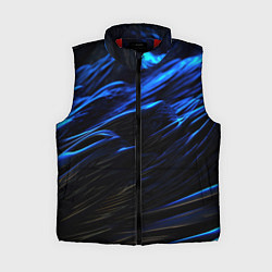 Женский жилет Черные синие волны абстракция, цвет: 3D-красный