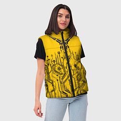 Женский жилет Киберпанк Yellow-Black, цвет: 3D-светло-серый — фото 2