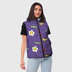 Женский жилет Eggs breakfast, цвет: 3D-черный — фото 2