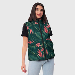 Женский жилет Красные цветы папоротника, цвет: 3D-красный — фото 2